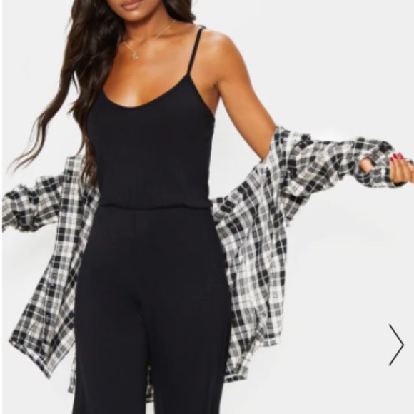 BLACK STRAPPY JERSEY CULOTTE JUMPSUIT - Picture 5 of 5